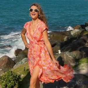 Walker & Wade Voyager Dress, Tangerine Floral, Small